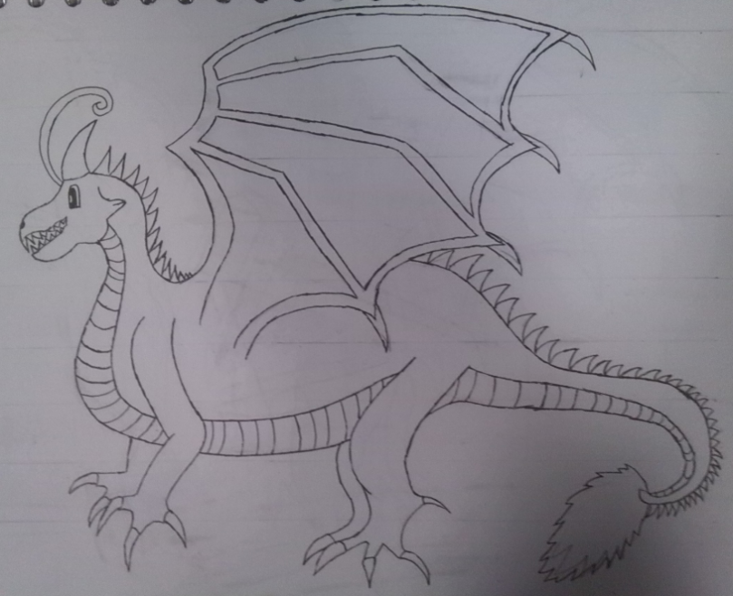 dragon side black n white